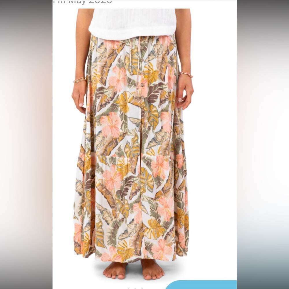 Rip Curl Tropical Palm Print Gauzy Skirt.